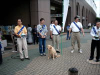 狛江駅前盲導犬育成募金活動の一齣